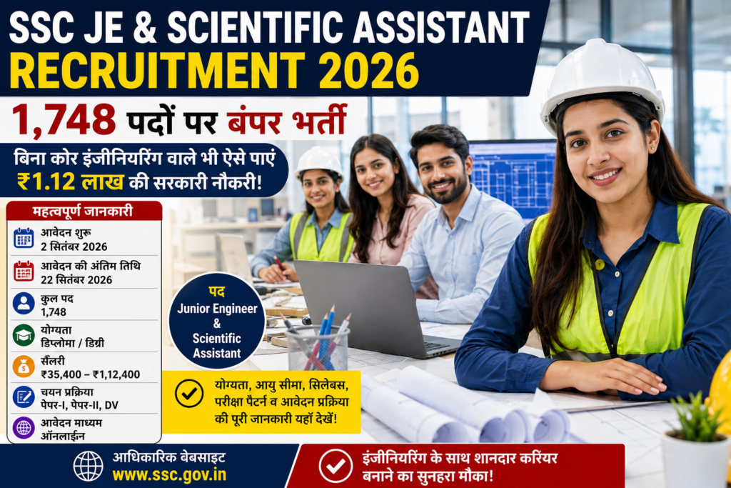 SSC JE & Scientific Assistant Recruitment 2026: 1,748 पदों पर बंपर भर्ती, बिना कोर इंजीनियरिंग वाले भी ऐसे पाएं ₹1.12 लाख की सरकारी नौकरी! Apple Now file 0000000074fc820bbf18983d7bdb31e3